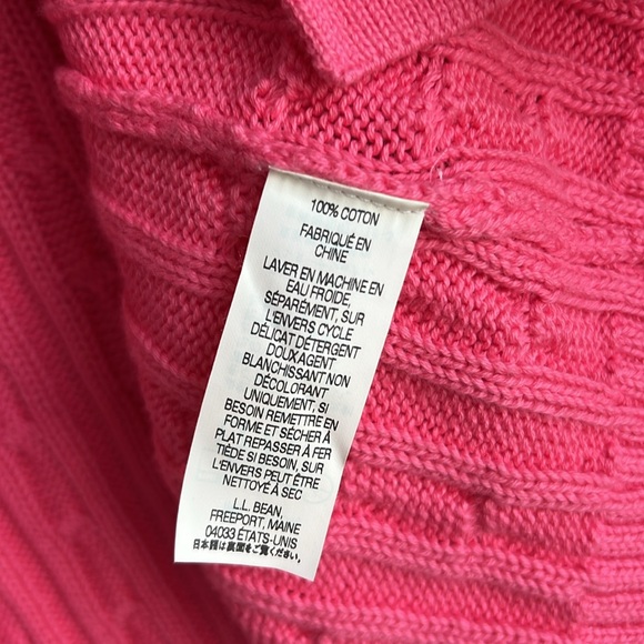 L.L. Bean Pink Short Sleeve Cable Knit Button up Sweater - Picture 15 of 15
